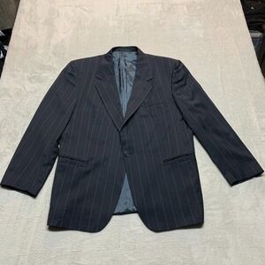 Versace V2 Blazer 54S Black‎ Stripe Single Button 1990's USA Made Neiman Marcus